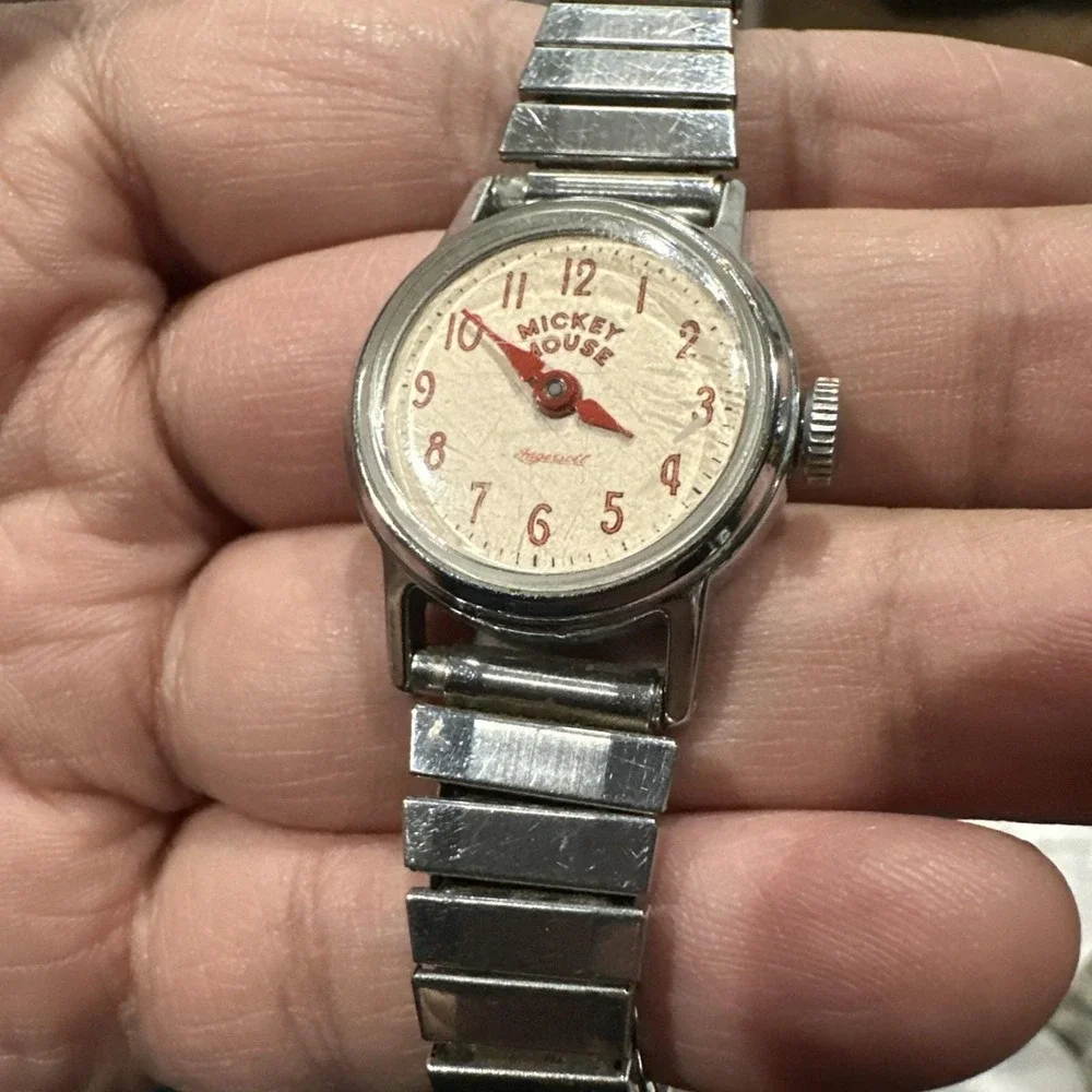 Working VTG Ingersoll Mickey Mouse 24mm Manual‎ Wind watch Unisex Fit 7in Rare